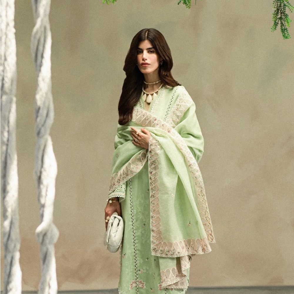 Elegant Light Green Embroidered Dress